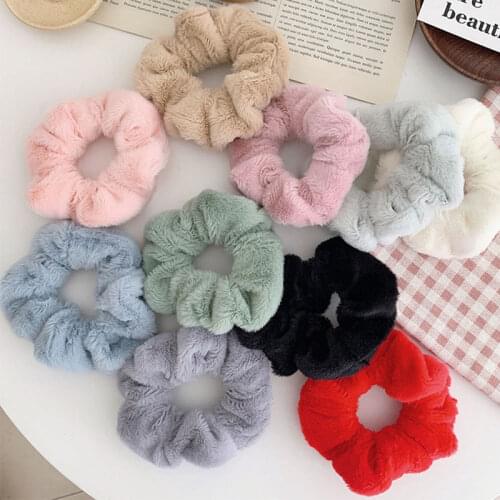 New Furry Winter Warm Soft Hair Scrunchies Warm Elastic Hair Band Women Girls Ponytail Holder Hair Rubber Band Hair Accessories