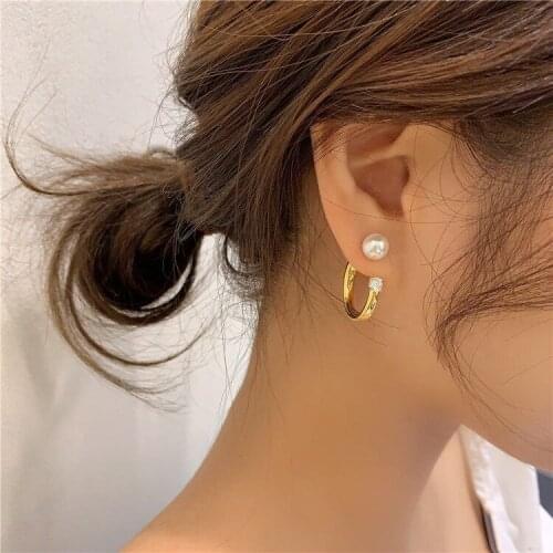 New Fashion Brand Delicate Jewelry 14K Gold Plated Pearl Stud Earrings for Women Simple Style AAA Zircon CZ Earrings