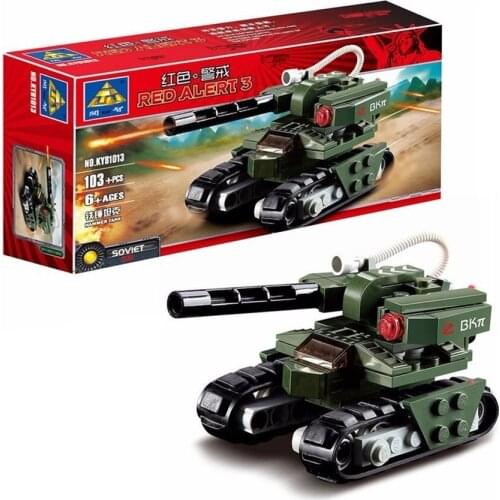 OCDAY 103pcs/set Building Blocks Hammer Tank Red Alert 3 Military Tank Leading Bricks Model Toys For Children Gift Tank Set