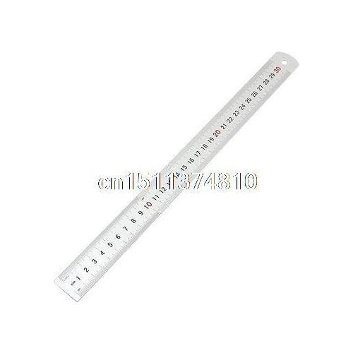 Office Measurement Tool 2 Sides Aluminium Alloy Straight Ruler Rule 30cm 12"