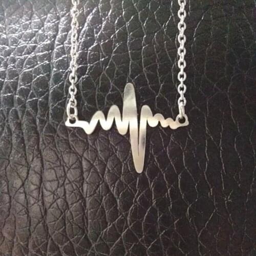 Valentines Day Gift Heartbeat Statement Necklace For Women Stainless Steel Sexy Heart Necklaces Pendant Jewelry collier