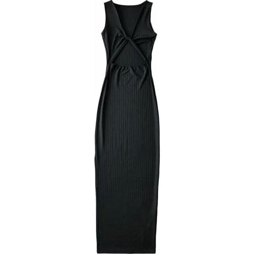 Unique cut thin waistcoat dress, thin ice linen sleeveless knitted dress, temperament skirt