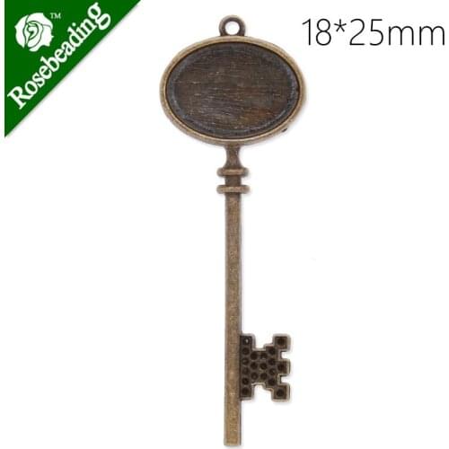 18x25mm antique bronze plated pendant tray,key shape,pendant bezel,blank settings,cameo cabochon setting,sold by 10pcs/lot-C3940