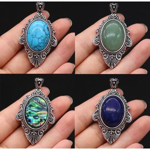 Natural Stone Pendants Tibetan Silver Lapis lazuli Turquoises for Vintage Jewelry Making Necklace Earrings Crafts