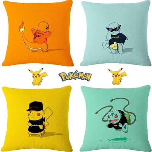 Pokemon Pikachu Cartoon Pillow Pillowcase Cartoon Printing Sofa Cushion Protective Cover Home Decoration Goods Easy To Clean