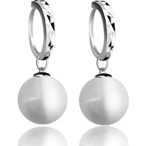 Hot Sale 925 Sterling Silver Lever Back Earring White Opal Cat Eyes Stone Jewelry For Woman Girls High Quality Promotions