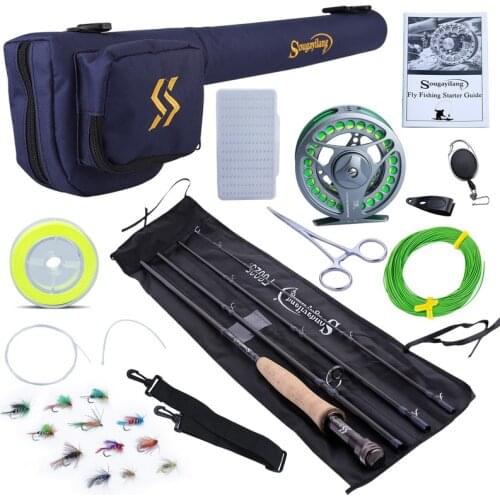 Sougayilang 2.8m Portable Fly Fishing Rod and 5/6 Fly Reel Combo Fishing Pole Fish Line Lure Flies Line Full Accessories Set