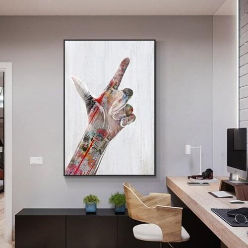 Modern Graffiti Art Fingers Victory Hand Oil Painting On Canvas Print Nordic Poster Wall Art Picture For Living Room Home Decor