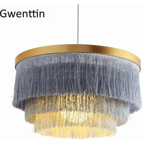 Modern Luxury Silk Thread Pendant Lights Led Romantic Hanging Lamp for Living Room Bedroom Home Art Decor Suspension Luminaire