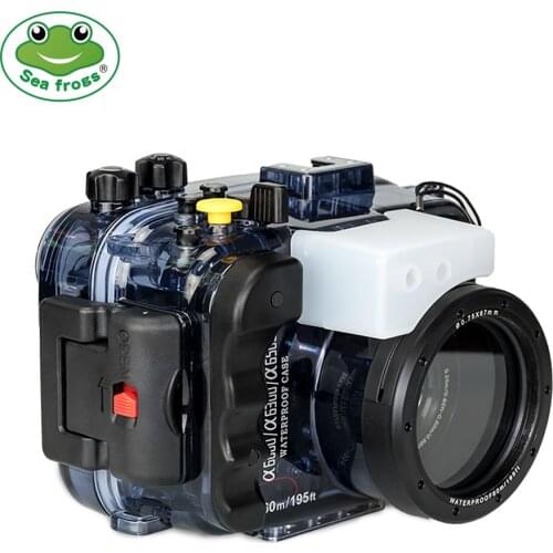 Seafrogs 195FT/60M Waterproof Underwater Diving Camera housing for Sony A6500 A6300 A6000 with Dual Fiber-Optic Port and O Ring