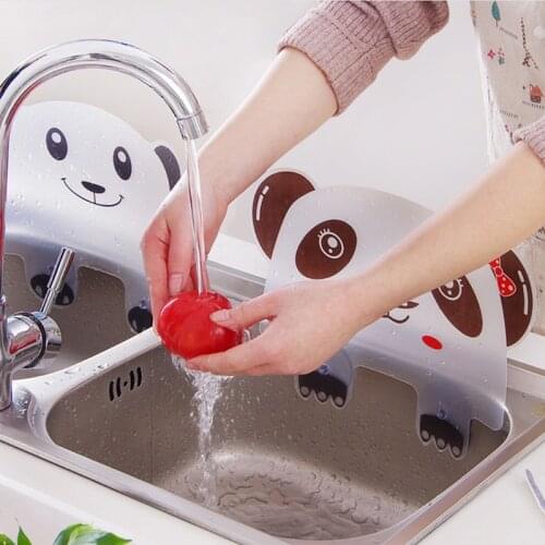 1Pc Kitchen Sink Water Splash Guards Anti-water Board with Sucker Waterproof Screen Dish/ Fruit Vegetable Washing Baffle Plate