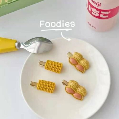 1PC New Funny Simulation Corn Peanut Hairpin For Girl Sweet Simple Korean Style Personality Side Duckbill Clip Student Cute