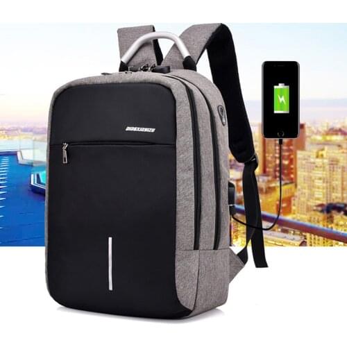 15.6 Inch Laptop Bag External USB Phone Charging Earphone Interface Notebook Tablet Backpack Anti Theft Design Travel School Bag