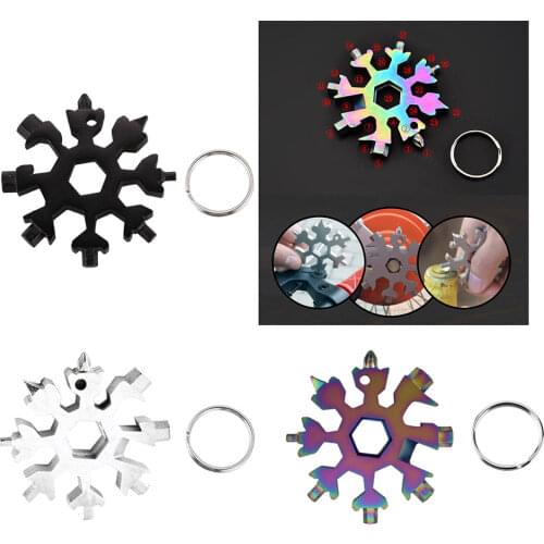 18 In 1 Snowflake Snow Wrench Tool Spanner Hex Wrench Multifunction Camping Outdoor Survive Tools Bottle Opener Screwdriver