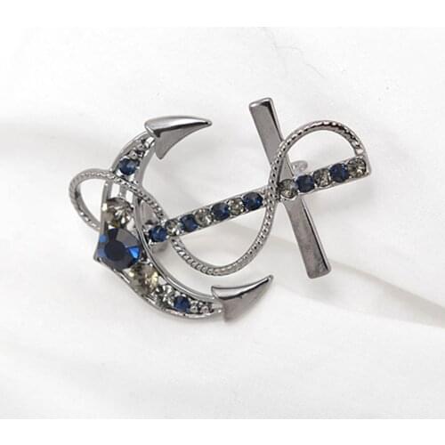 2018 Fashion Jewelry Luxury Crystal Rhinestone Anchor Lapel Pin For Men Brooch Broche Hijab Pin Metal Vintage Brooches For Women