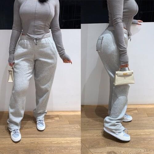 3 Colors Recommended Retro Y2k Back Pocket Rivets Loose Trim Elastic Waist Casual Trousers