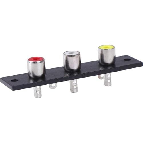3 Way RCA Terminal Wall Panel Plate Input Phono Chassis Socket Audio Adapter