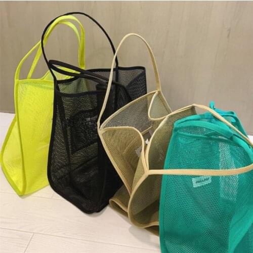 4 Colors Plus Size Large Capacity Womens Fashion Shoulder Bag Mesh Beach Shopping Bags Fruit Grocery Portable Handbags Tote