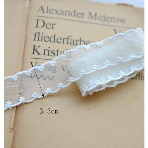 5 Meters Pretty Beautiful Mesh Cotton Lace Embroidered Bilateral Lace Trimming Doll DIY Accessories 3.3cm