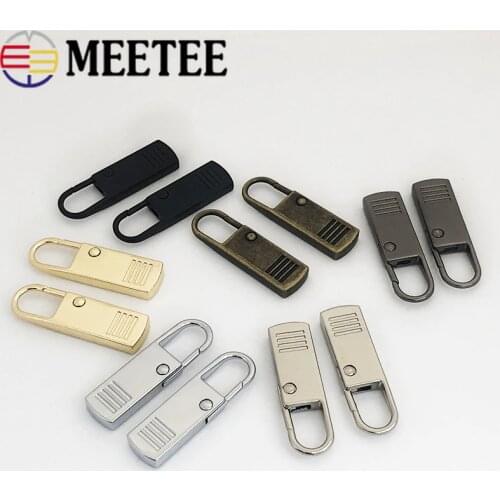 5pcs 11X38mm 5/8/10# Zipper Puller Spring Sanp Buckle Removable Zip Slider Head for Metal Nylon Resin Zips Pendant Repair Tools