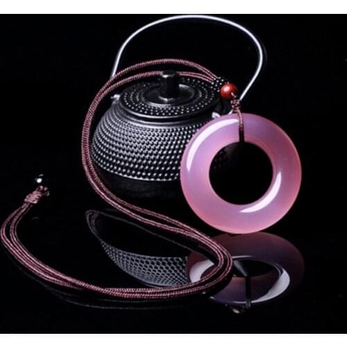 Agate Chalcedony Peace buckle Circle Jade Pendant Jewelry Lucky Safe Auspicious Amulet Sweater chain Pendant Jade Fine Jewelry