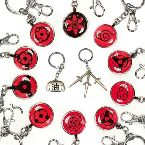 Anime Ninja Sharingan Minato Jiraiya Kakashi Akatsuki Pain Kunai Shuriken Metal Figure pendant Keychain Cosplay Fashion Key ring