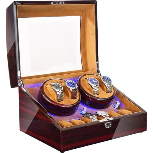 Automatic Watch Winder Box For Mechanical Watches Brand Fashion 4 Seats Watch Rotator Box Luxury Display Box Case Clock Winder