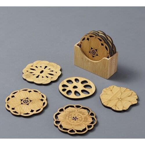 Bamboo Coasters Mat Wooden Irregular Shape Table Insulation Pad Home Decoration Accessories Tea Coffee Place Mat