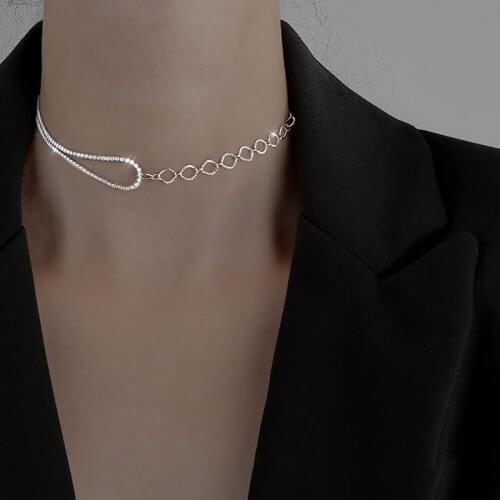 Real Silver 925 Chains Necklace For Women Choker 2021 New Trend Luxury Jewelry On The Neck Zircon Party Accessories