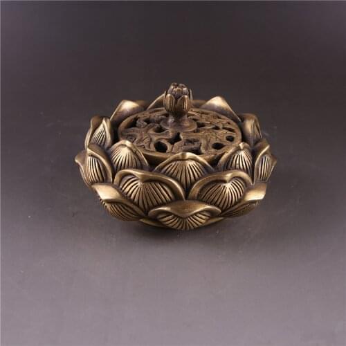 Pure copper censer, hollowed lotus incense burner, furniture decoration