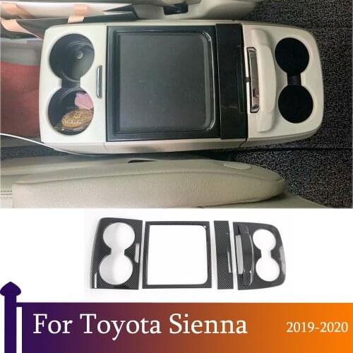 For Toyota Sienna 2019 2020 Carbon Fiber Water Cup Holder Panel Decoration Cover Trim Stickers Interior Accessories Styling