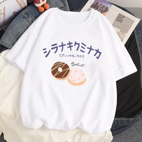 95% Cotton Candy Colors Summer Female Tops Harajuku Tee Shirt Kawaii Doughnut Loose Casual Short Sleeved Women Oversized T-shirt