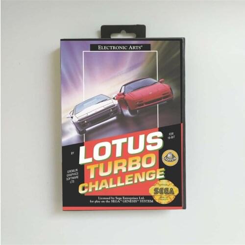 Lotus Turbo Challenge - USA Cover With Retail Box 16 Bit MD Game Card for Sega Megadrive Genesis Video Game Console