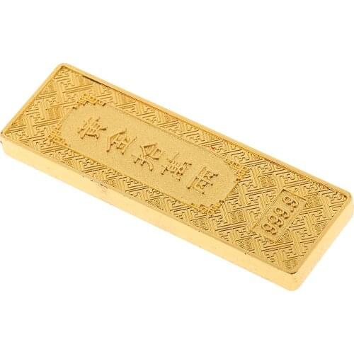 Chinese Feng Shui Lucky Fake Gold Bar Bullion Art Crafts Decoration with Box