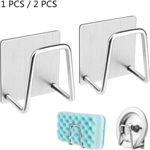 Adhesive Sponge Holder Sink Caddy for Kitchen Accessories SUS304 Stainless Steel Rust Proof Waterproof Quick Drying (1/2 Pack)