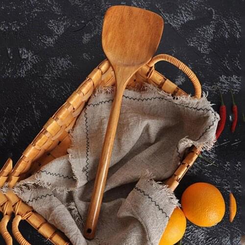Round Long Handle Wooden Shovel Cooking Rice Spatula Scoop Kitchen Non-stick Utensil Tools Accessories Cookware Hand Wok Spatula