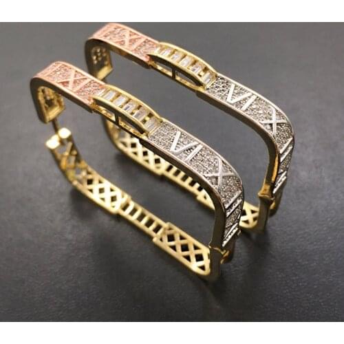 Vanifin Fashion Jewelry Neoteric Square Big Ear Loops Micro Plated Exquisite Wedding Party Earrings Bridal Daily Best Gift