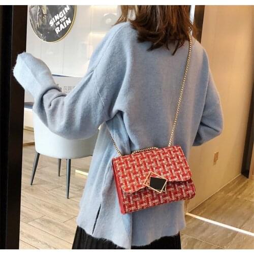 2019 New Ladies Chic Style PU Leather Small Fragrance Chain Cross Body Messenger Side Bag Shoulder Handbag Purse