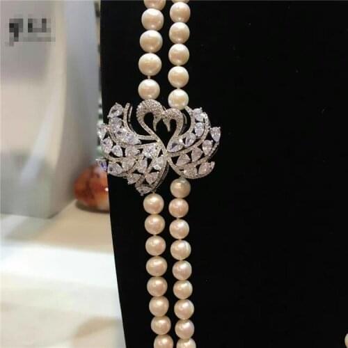 NEW Hot sell European American styles natural 9-10MM big white baroque pearl necklace fashion jewelry