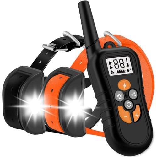 Dog Training Collar for 2 Dogs Waterproof Rechargeable Range 1400 Ft Shock Collar with Tracking Light Beep Vibration Shock Modes