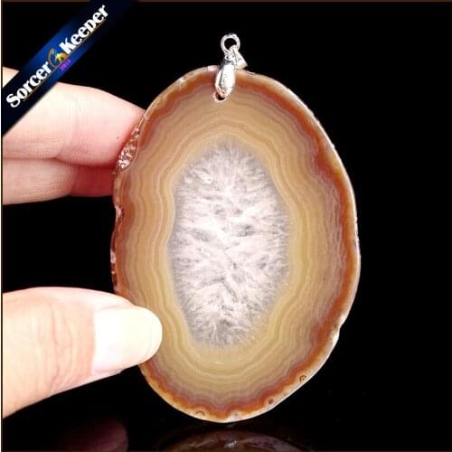 High Quality Natural Crystal Cluster Gem Stone Jewelry Polished Faceted Agates Slice Beads Pendant Necklace for Women WS015