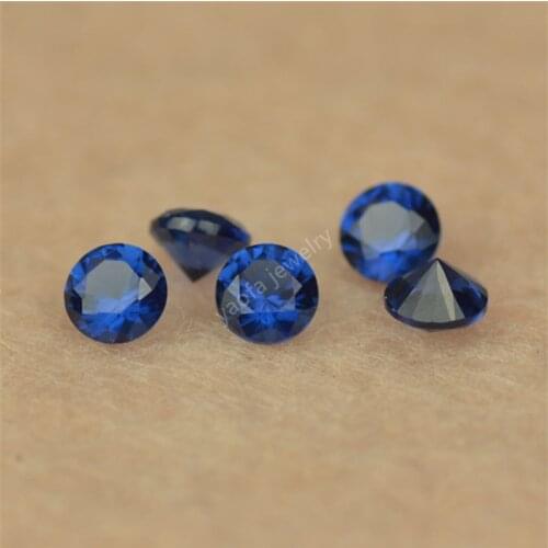Sale 1000pcs/Lot 5A 0.8-6.0mm 34# Dark Sapphir-e Blue Color Nano Stone Round Shape Brilliant Cut Synthetic Gems For Wax Setting