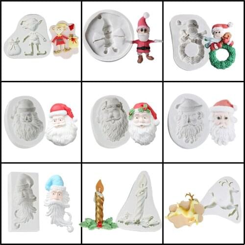 Meibum Santa Claus Silicone Fondant Cake Mold Merry Christmas Resin Clay Paste Sugar Craft Chocolate Dessert Decorating Mould