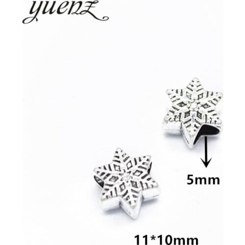 YuenZ 15pcs Antique Silver color Big Hole snowflake Beads Fit European Charm Jewelry Accessories DIY Findings R197