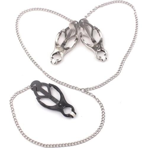 3 Head Metal Chain Nipple Clamp Female Slave Restraint Sex Toy Breast Clip sex toys for woman Bring you a perfect sex experience