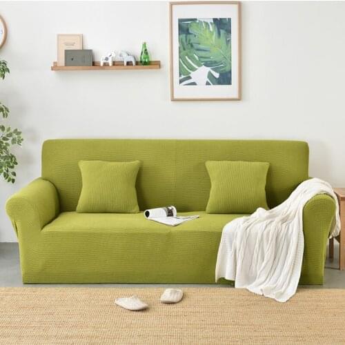 Green Sofa Seat Cushion Cover Solid Color Stretch Furniture Covers For Living Room Polyester Elastic Full Sofa Cover Thick 1pcs