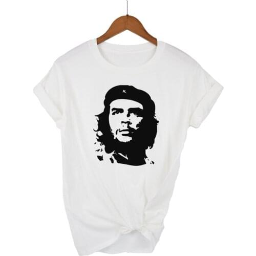 100% Cotton Che Guevara Graphic Print T-shirt White Grey Summer Style Women Slim Harajuku T Shirt Female Blusa Women Tee Tops