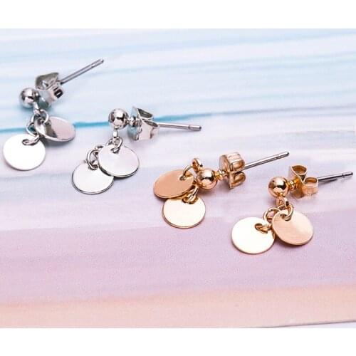 10 pairs/lot Stud Earrings Women Gold Silver Plated Dangle Disc Tassels Charm Eardrop Earring Jewelry Fashion Accessories