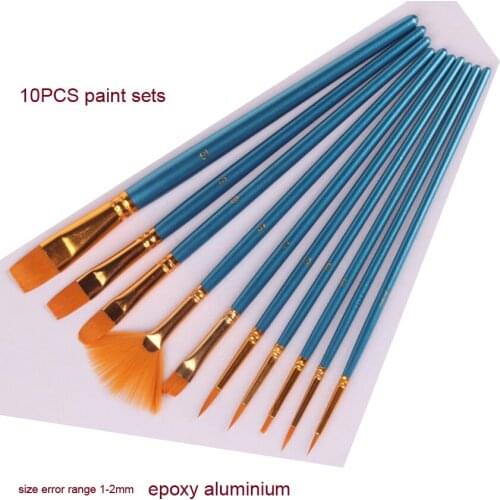 10Pcs Painting Brush Set Watercolor Drawing Kit Art Tools Nylon Hair Cake Professional Art Supplies