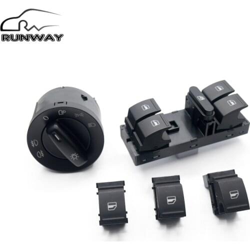 100% new ! Power Mirror Headlight Window Switch Button For Volkswagen VW jetta mk5 golf 5 6 tiguan passat b6 CC 5PCS/SET